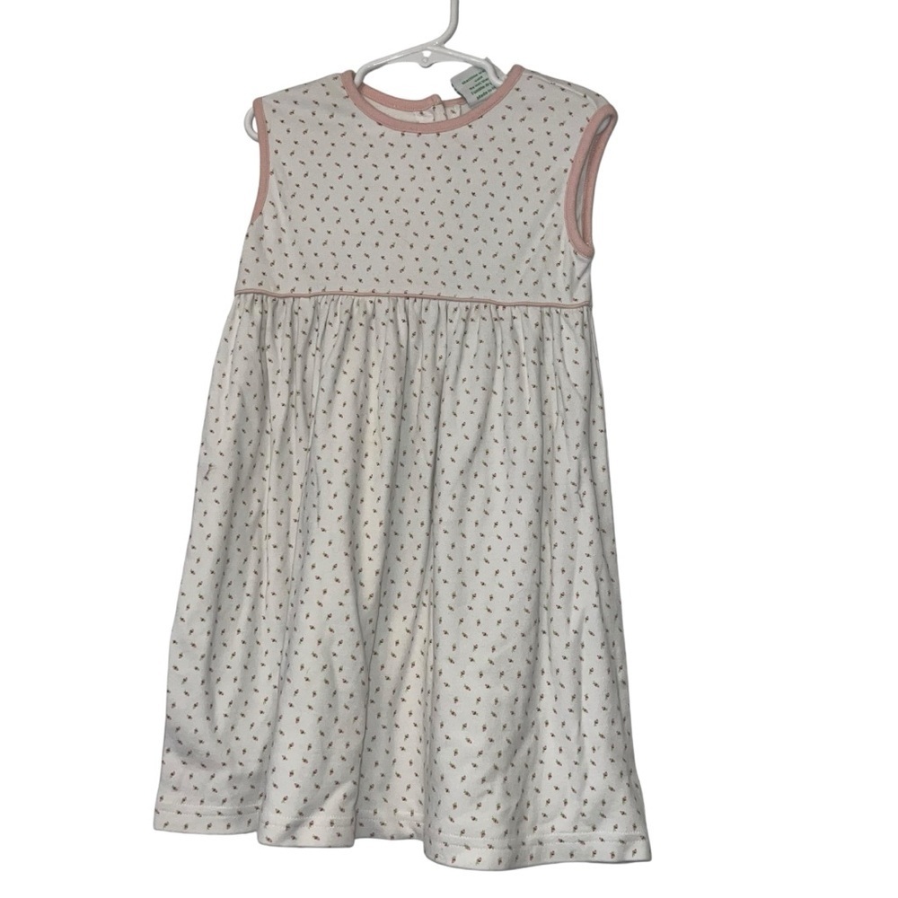 Grace & James Sleeveless floral White Dress with Pink Trim Pima cotton sz 5